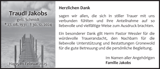 Traueranzeige von Traudl Jakobs von Ostfriesischer Kurier GmbH
