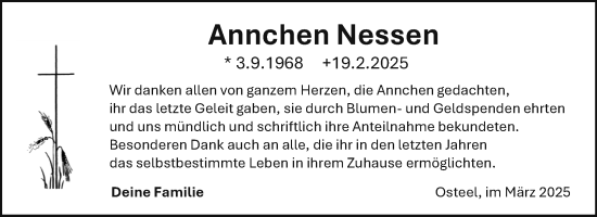Traueranzeige von Annchen Nessen von Ostfriesischer Kurier GmbH