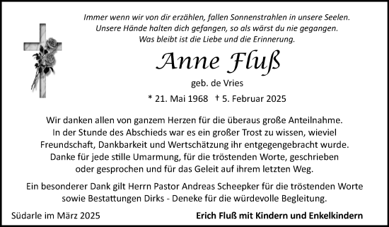 Traueranzeige von Anne Fluß von Ostfriesischer Kurier GmbH