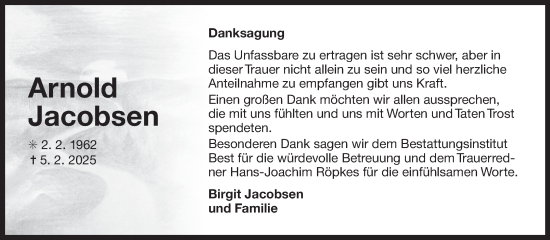 Traueranzeige von Arnold Jacobsen von Ostfriesischer Kurier GmbH