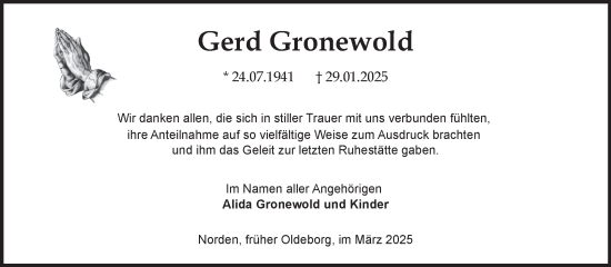 Traueranzeige von Gerd Gronewold von Ostfriesischer Kurier GmbH