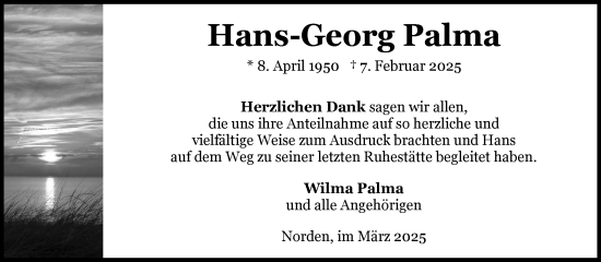 Traueranzeige von Hans-Georg Palma von Ostfriesischer Kurier GmbH