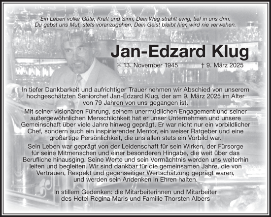 Traueranzeige von Jan-Edzard Klug von Ostfriesischer Kurier GmbH