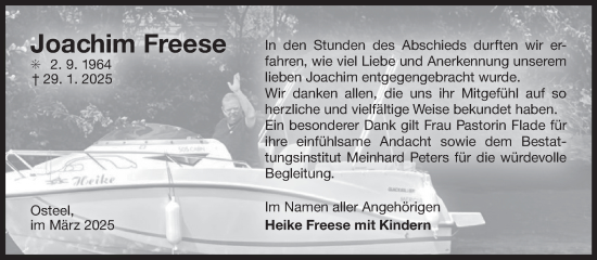 Traueranzeige von Joachim Freese von Ostfriesischer Kurier GmbH