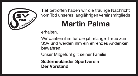 Traueranzeige von Martin Palma von Ostfriesischer Kurier GmbH