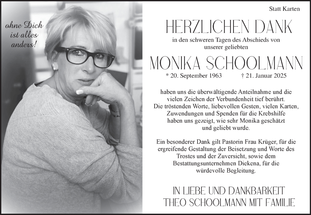  Traueranzeige für Monika Schoolmann vom 07.03.2025 aus Ostfriesischer Kurier GmbH