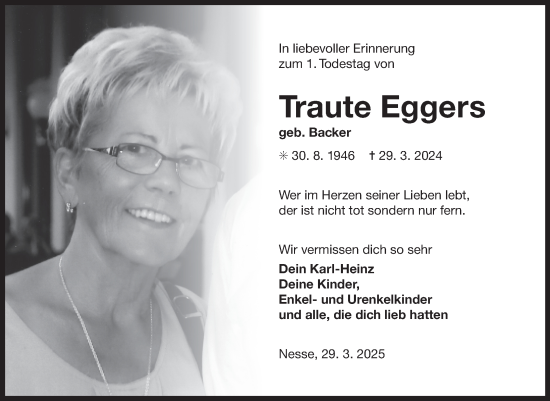 Traueranzeige von Traute Eggers von Ostfriesischer Kurier GmbH