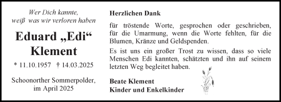 Traueranzeige von Eduard Klement von Ostfriesischer Kurier GmbH