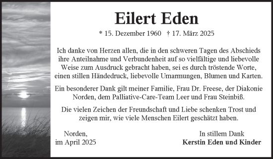 Traueranzeige von Eilert Eden von Ostfriesischer Kurier GmbH