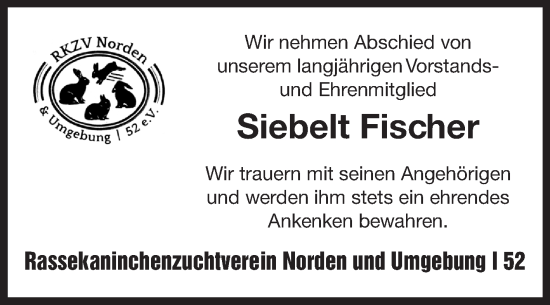 Traueranzeige von Siebelt Fischer von Ostfriesischer Kurier GmbH