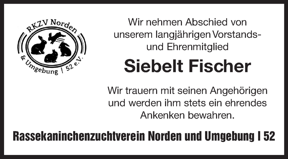  Traueranzeige für Siebelt Fischer vom 25.04.2025 aus Ostfriesischer Kurier GmbH
