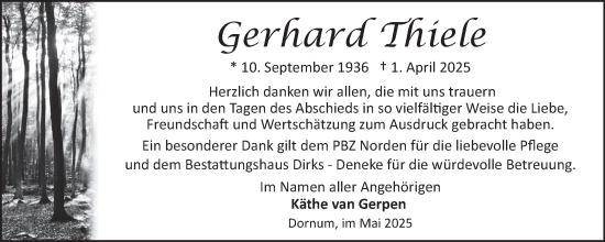Traueranzeige von Gerhard Thiele von Ostfriesischer Kurier GmbH