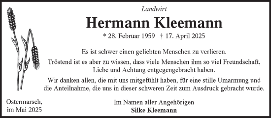 Traueranzeige von Hermann Kleemann von Ostfriesischer Kurier GmbH