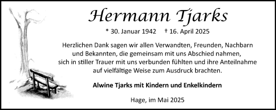 Traueranzeige von Hermann Tjarks von Ostfriesischer Kurier GmbH