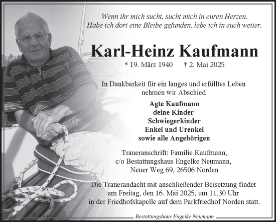 Traueranzeige von Karl-Heinz Kaufmann von Ostfriesischer Kurier GmbH