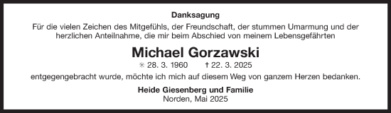 Traueranzeige von Michael Gorzawski von Ostfriesischer Kurier GmbH