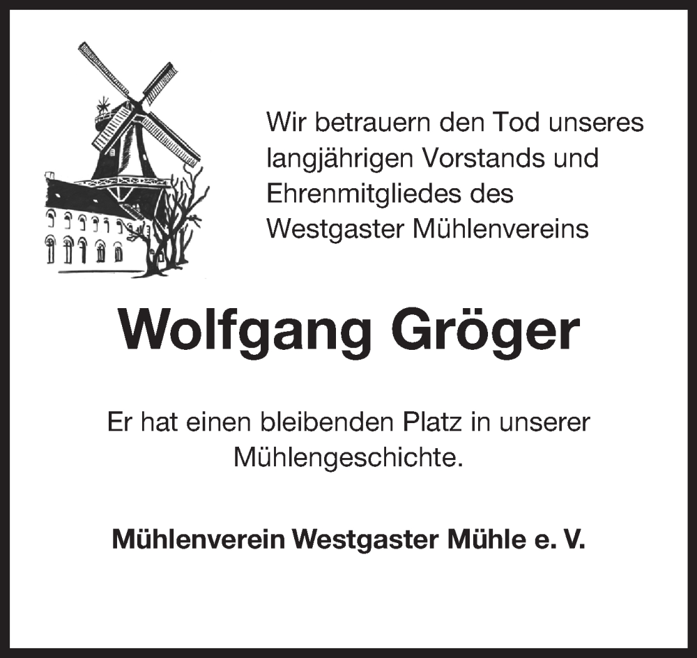  Traueranzeige für Wolfgang Gröger vom 07.05.2025 aus Ostfriesischer Kurier GmbH