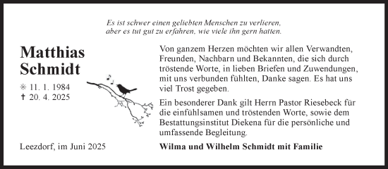 Traueranzeige von Matthias Schmidt von Ostfriesischer Kurier GmbH