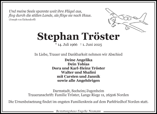 Traueranzeige von Stephan Tröster von Ostfriesischer Kurier GmbH