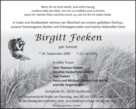 Traueranzeige von Birgitt Feeken von Ostfriesischer Kurier GmbH