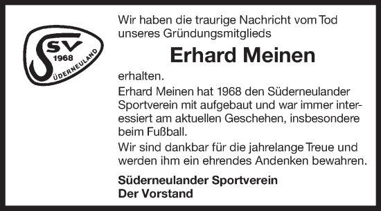Traueranzeige von Erhard Meinen von Ostfriesischer Kurier GmbH