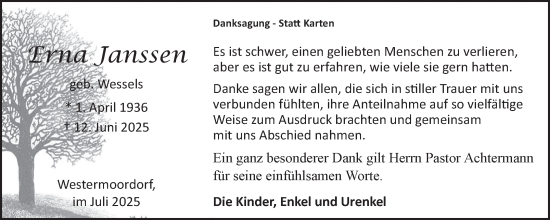 Traueranzeige von Erna Janssen von Ostfriesischer Kurier GmbH