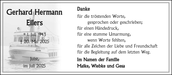 Traueranzeige von Gerhard Hermann Eilers von Ostfriesischer Kurier GmbH