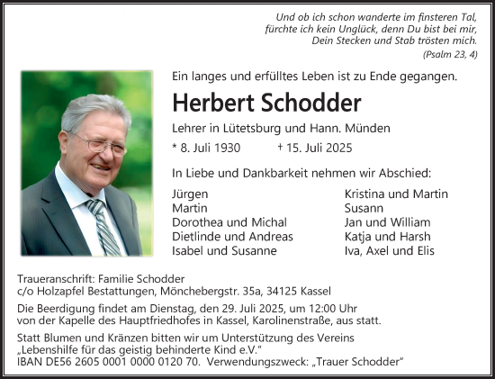 Traueranzeige von Herbert Schodder von Ostfriesischer Kurier GmbH