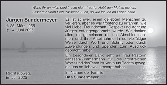 Traueranzeige von Jürgen Sundermeyer von Ostfriesischer Kurier GmbH