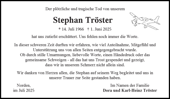Traueranzeige von Stephan Tröster von Ostfriesischer Kurier GmbH