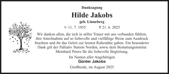 Traueranzeige von Hilde Jakobs von Ostfriesischer Kurier GmbH