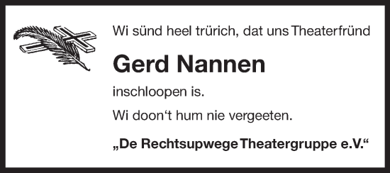 Traueranzeige von Gerd Nannen von Ostfriesischer Kurier GmbH