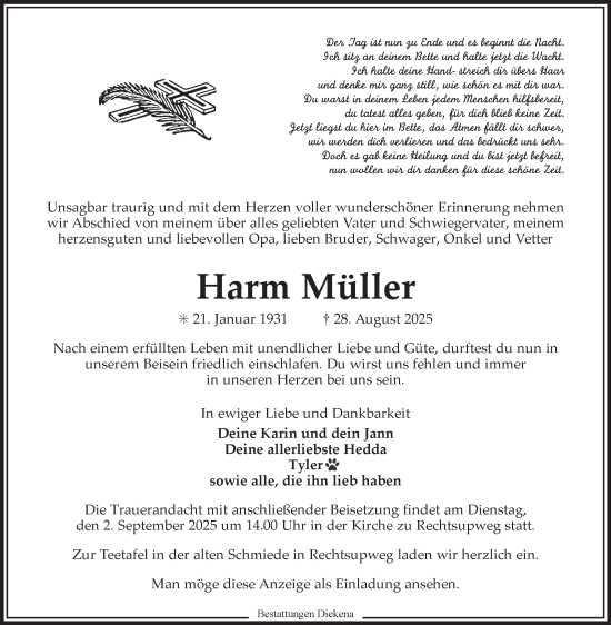Traueranzeige von Harm Müller von Ostfriesischer Kurier GmbH