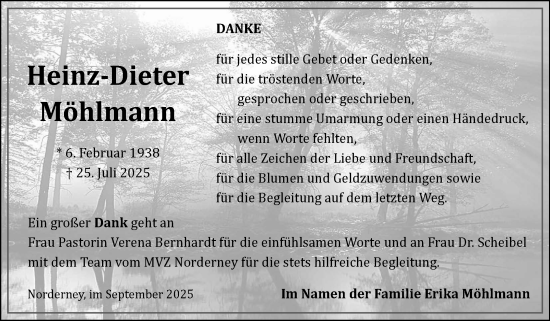 Traueranzeige von Heinz-Dieter Möhlmann von Ostfriesischer Kurier GmbH