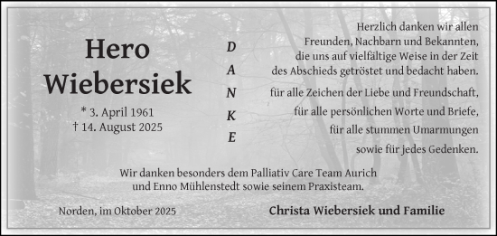 Traueranzeige von Hero Wiebersiek von Ostfriesischer Kurier GmbH