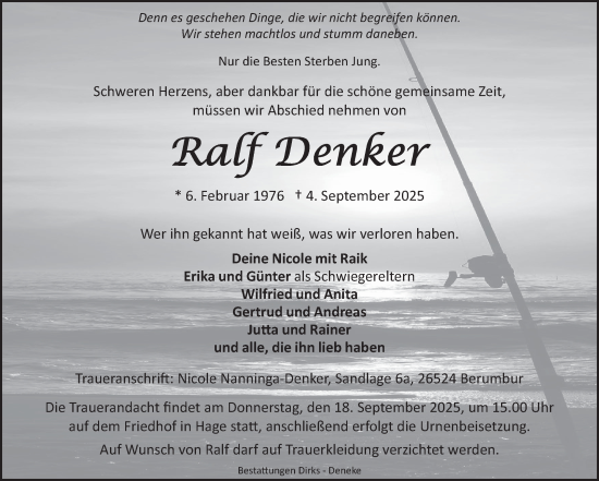 Traueranzeige von Ralf Denker von Ostfriesischer Kurier GmbH
