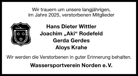 Traueranzeige von In Gedenken  von Ostfriesischer Kurier GmbH