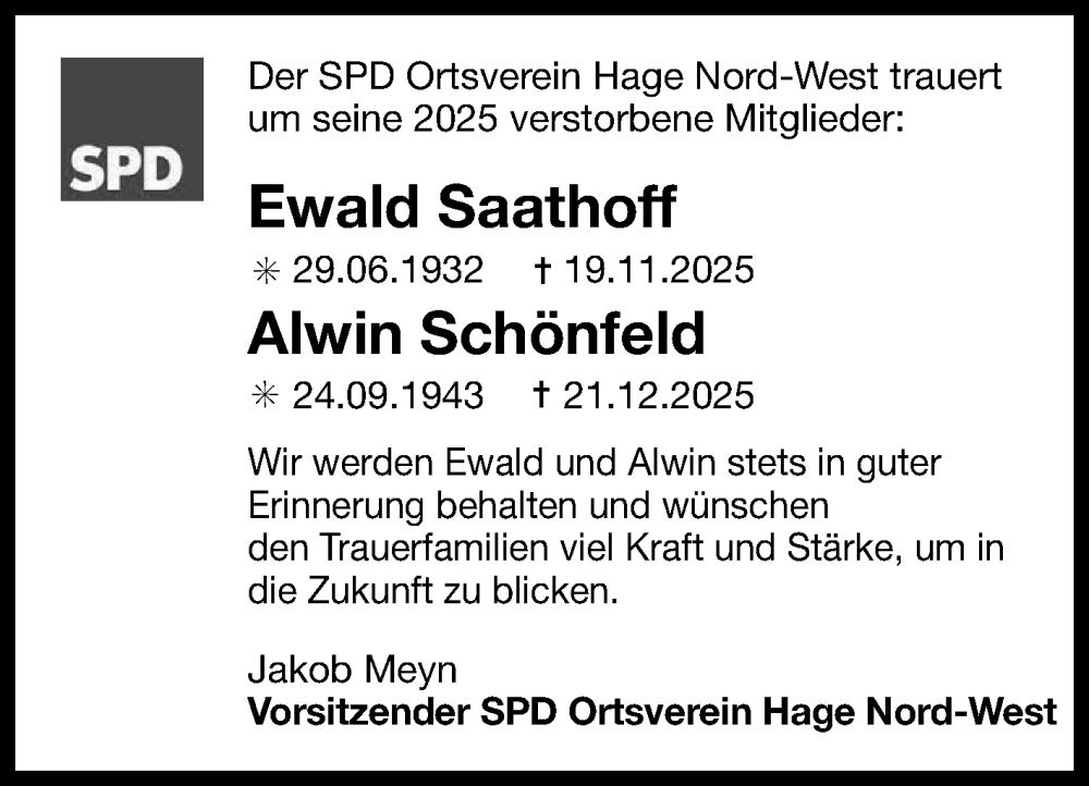  Traueranzeige für In Gedenken  vom 13.01.2026 aus Ostfriesischer Kurier GmbH